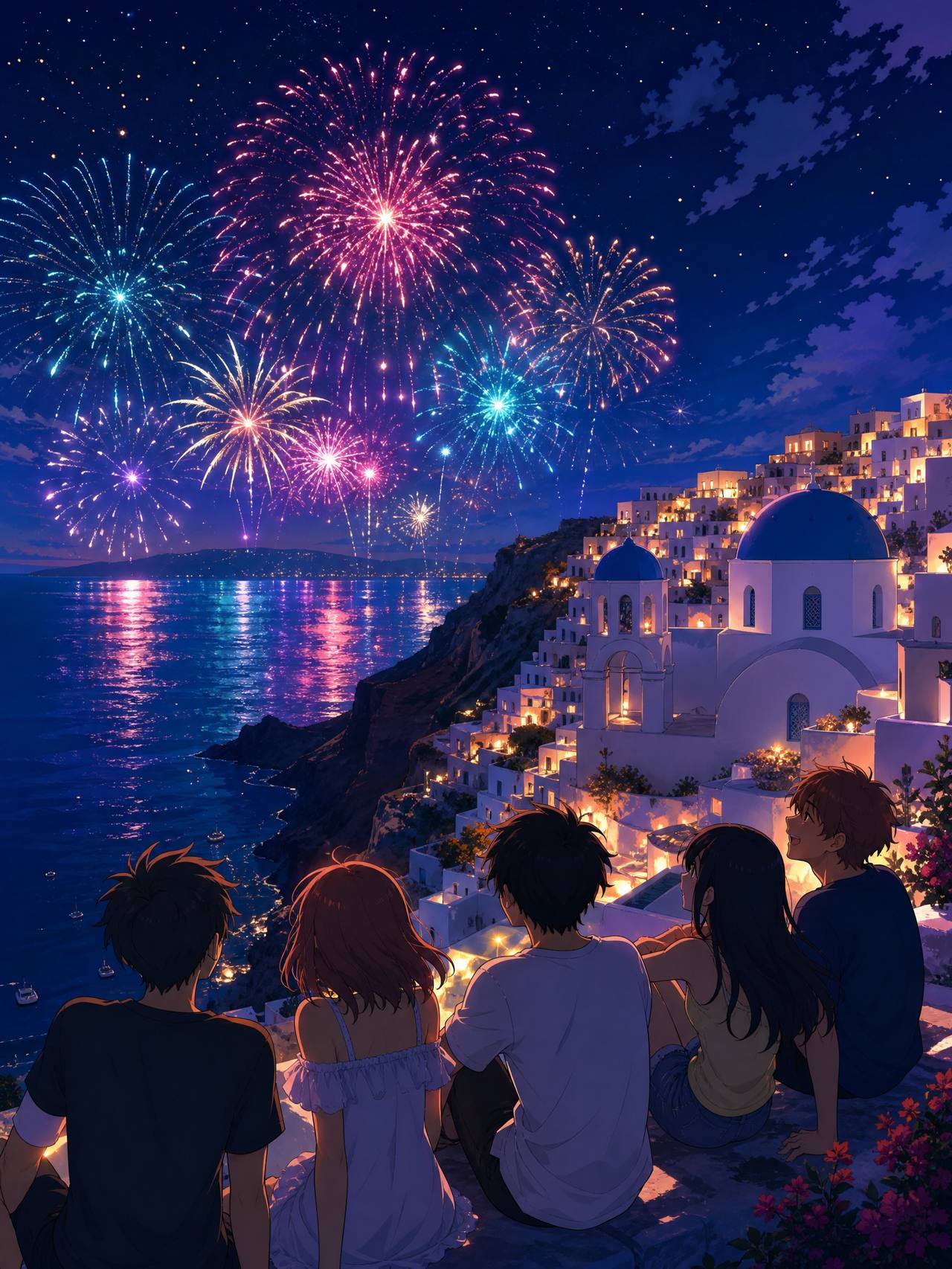 呦呦视频教程动漫-烟花之夜AI场景动漫演示